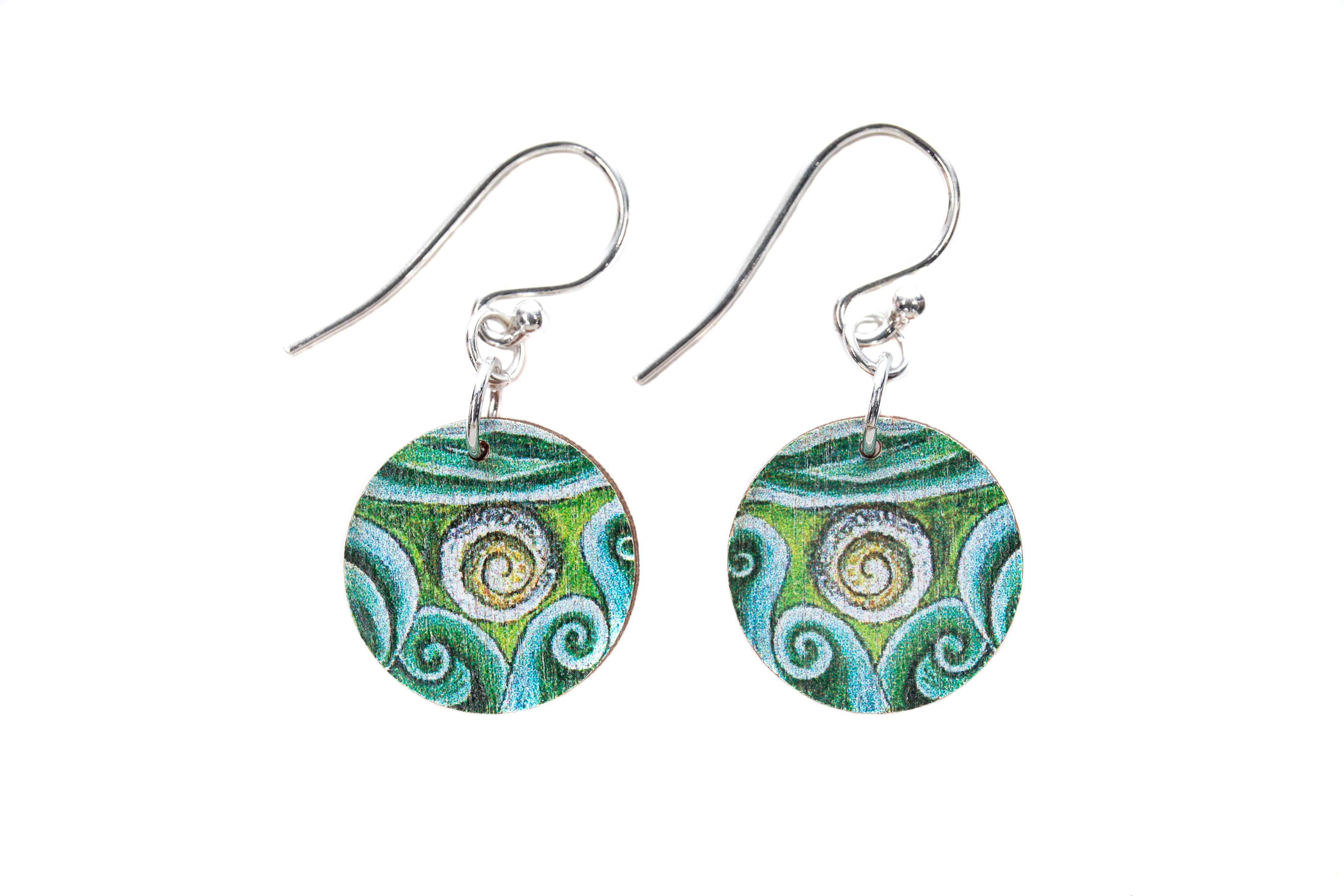 Hidden Treasure Shell  ~ Wood & Sterling Silver ~ Earrings