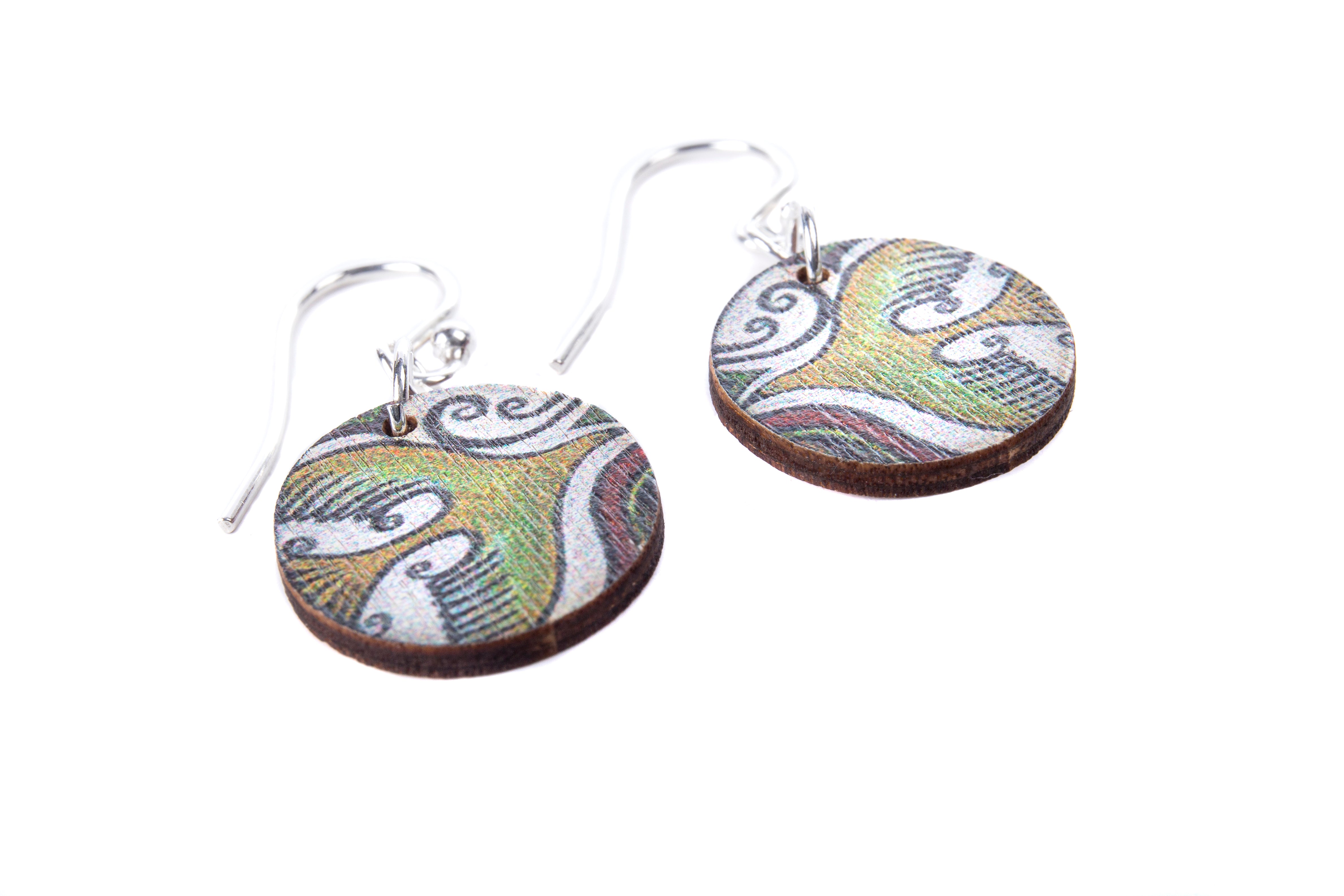 Ochre Flight Path ~ Wood & Sterling Silver ~ Earrings