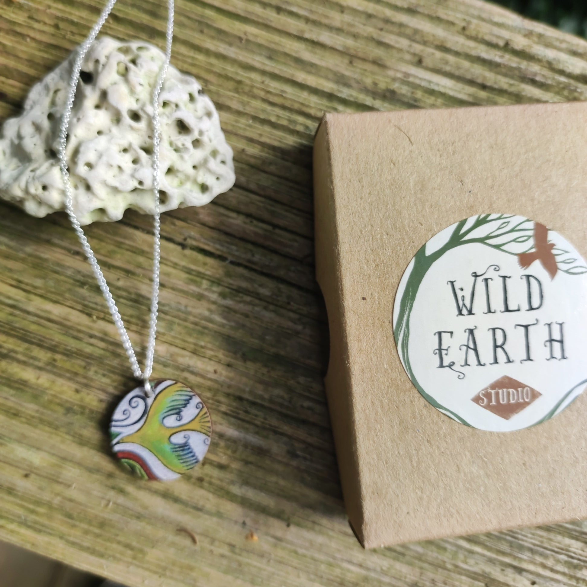 Flight Path ~ Ochre ~ Wood & Sterling Silver Pendant