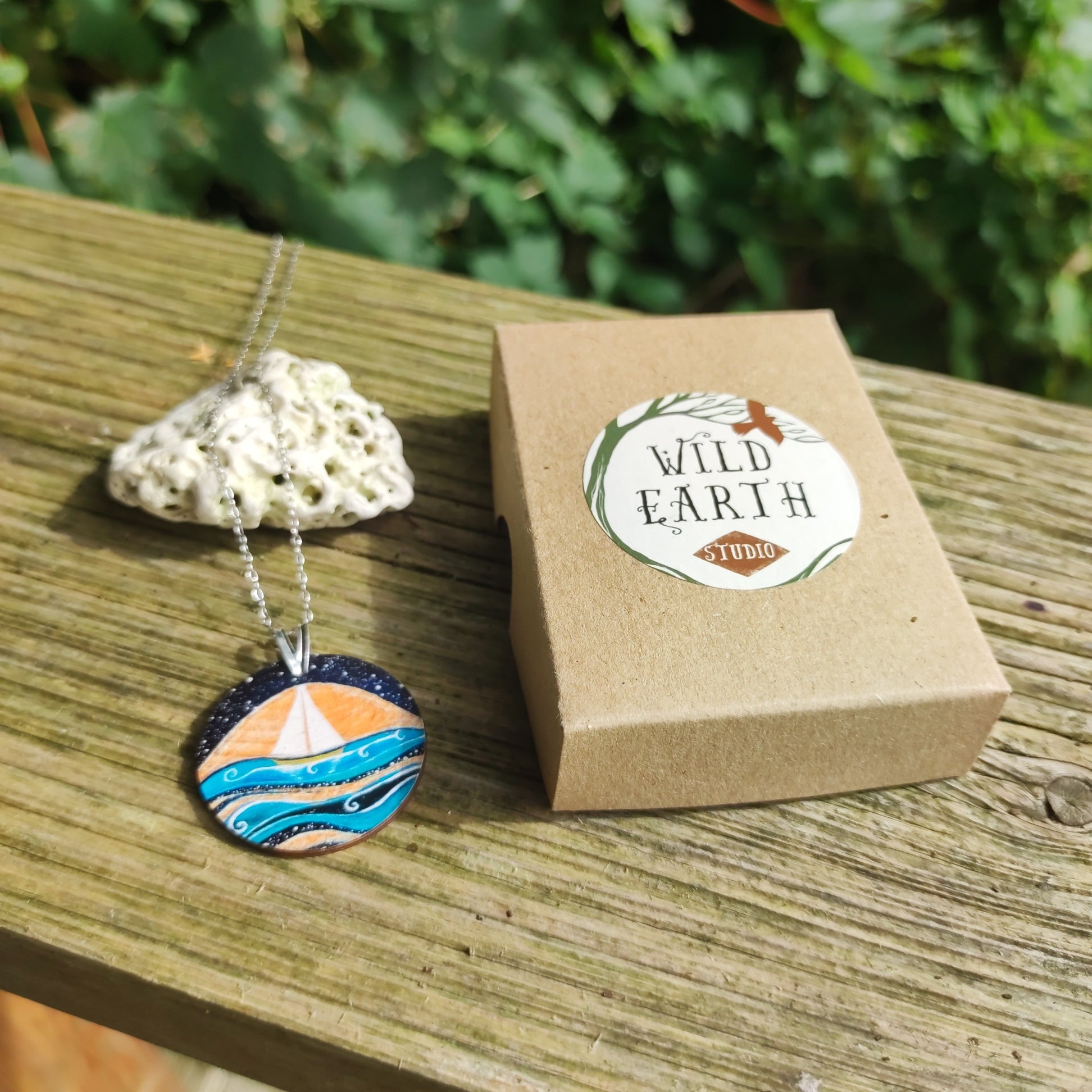 Star Sailing ~ Wood & Sterling Silver Pendant