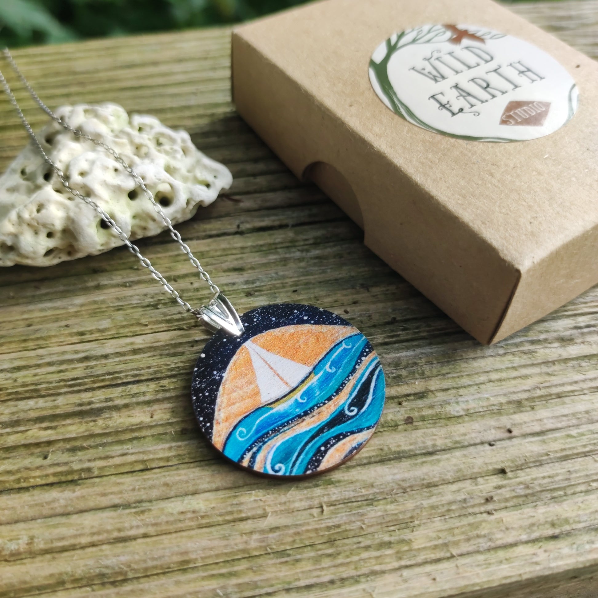 Star Sailing ~ Wood & Sterling Silver Pendant