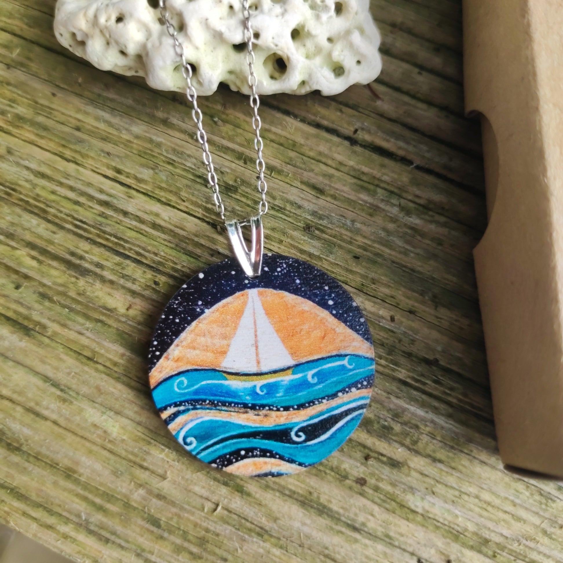 Star Sailing ~ Wood & Sterling Silver Pendant