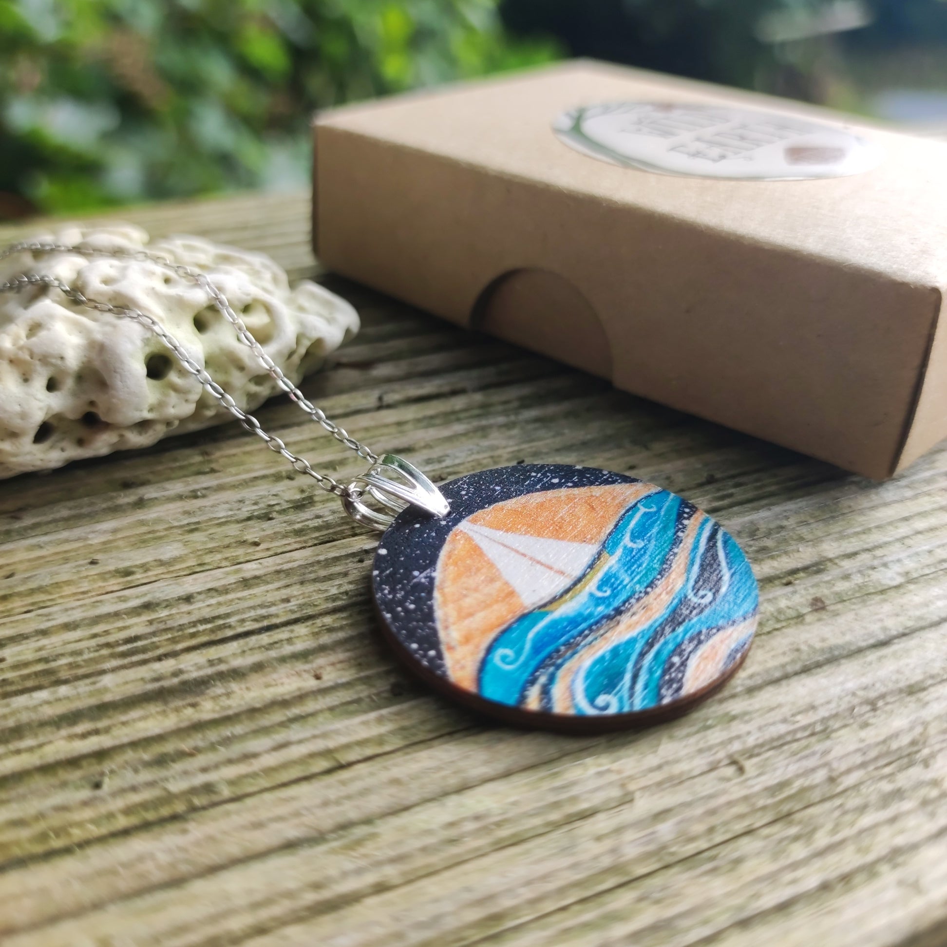 Star Sailing ~ Wood & Sterling Silver Pendant