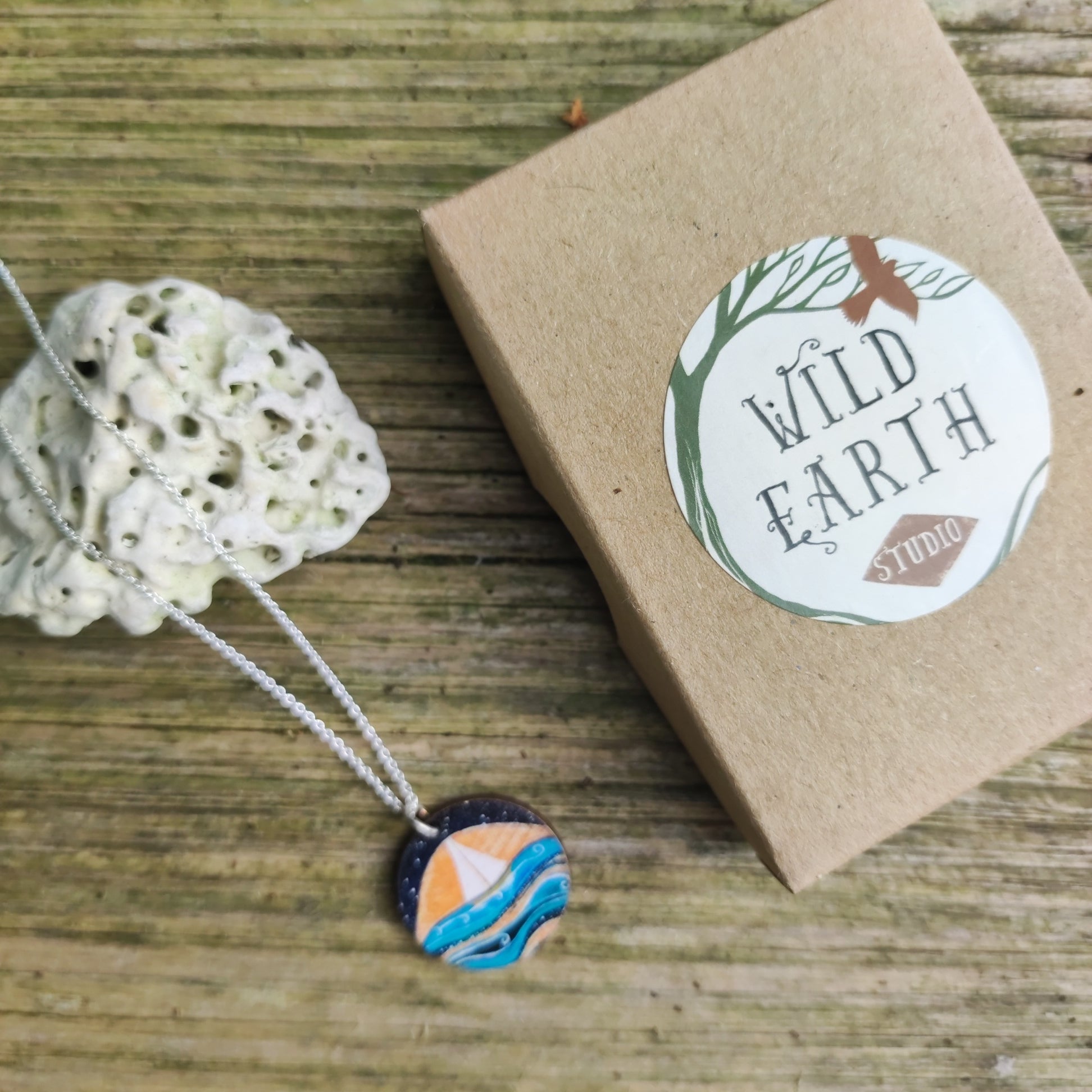 Star Sailing ~ Wood & Sterling Silver Pendant