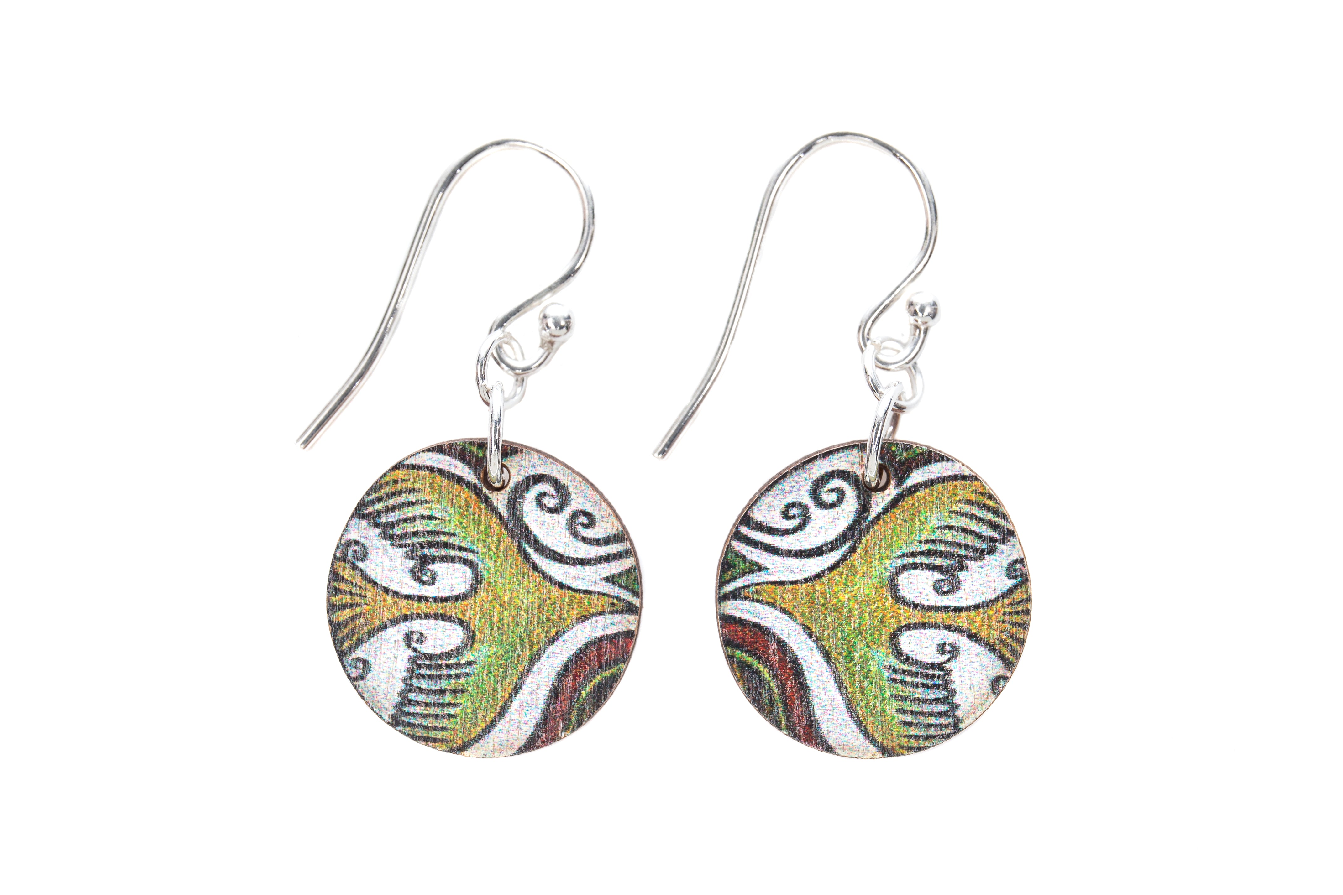 Ochre Flight Path ~ Wood & Sterling Silver ~ Earrings