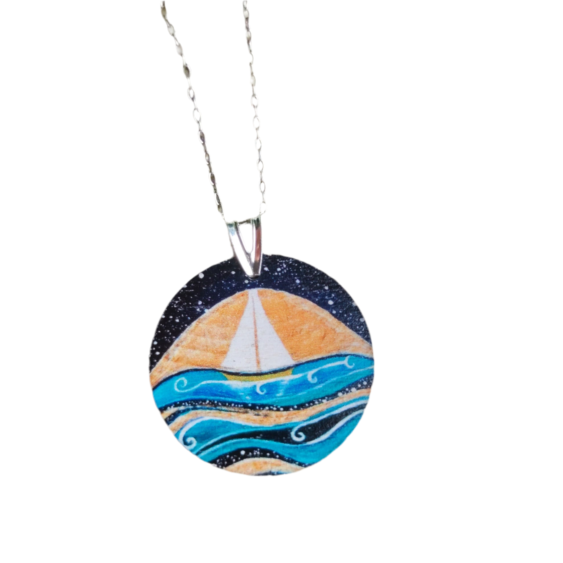 Star Sailing ~ Wood & Sterling Silver Pendant