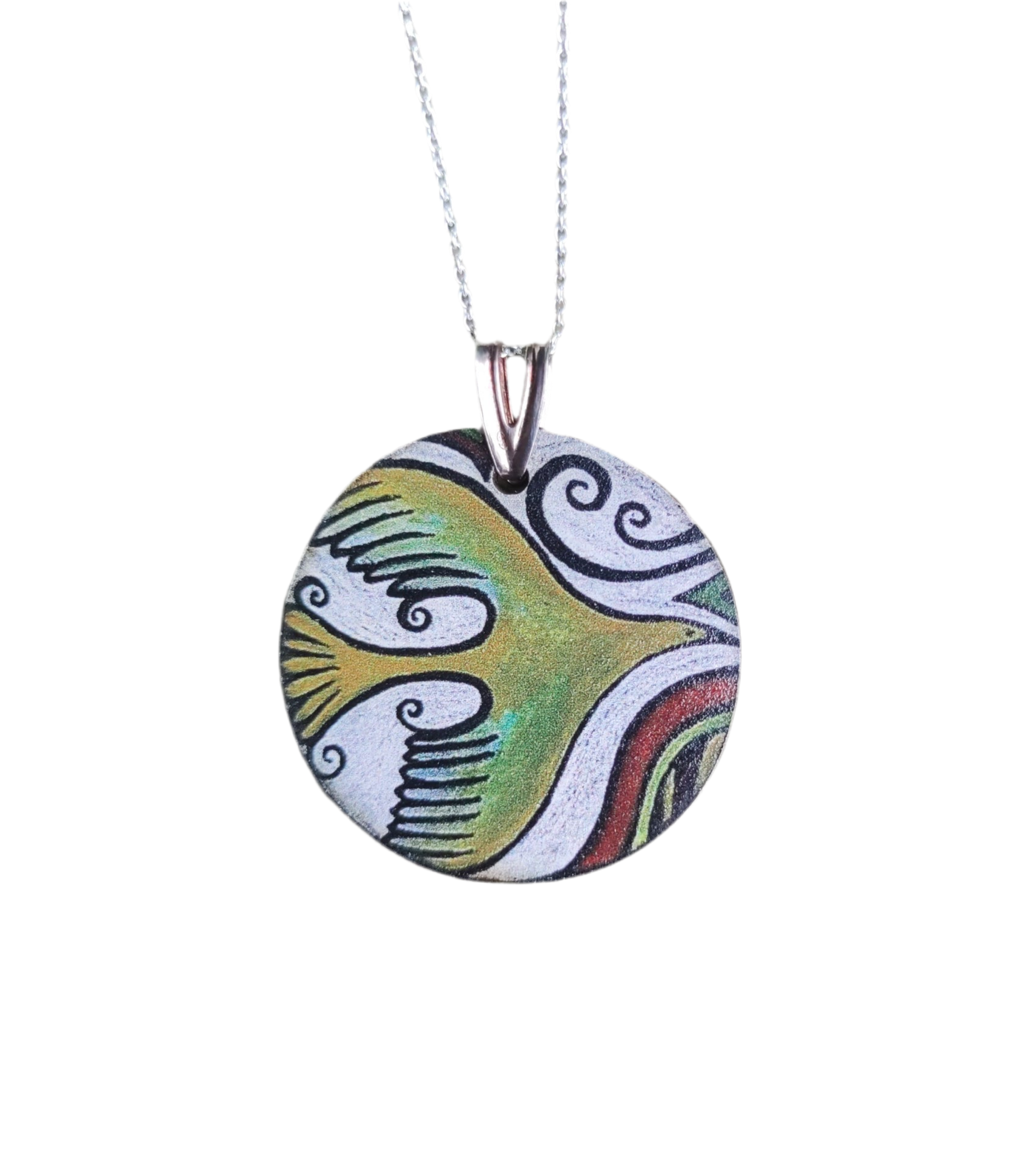 Flight Path ~ Ochre ~ Wood & Sterling Silver Pendant