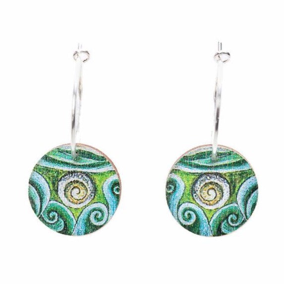 Hidden Treasure Shell  ~ Wood & Sterling Silver ~ Earrings