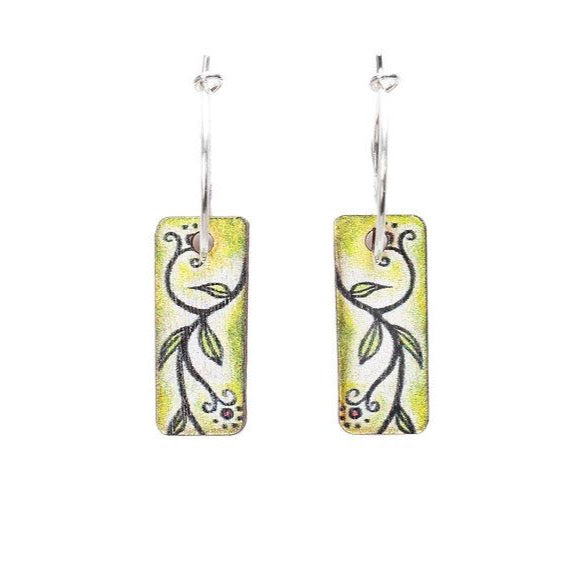 Vine Leaf ~ Wood & Sterling Silver ~ Earrings