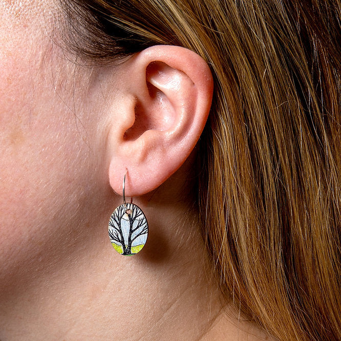 Field Tree ~ Wood & Sterling Silver ~ Earrings