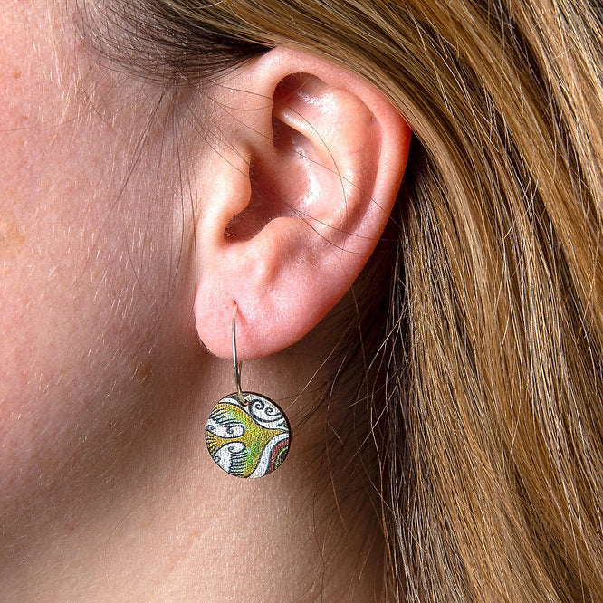 Ochre Flight Path ~ Wood & Sterling Silver ~ Earrings