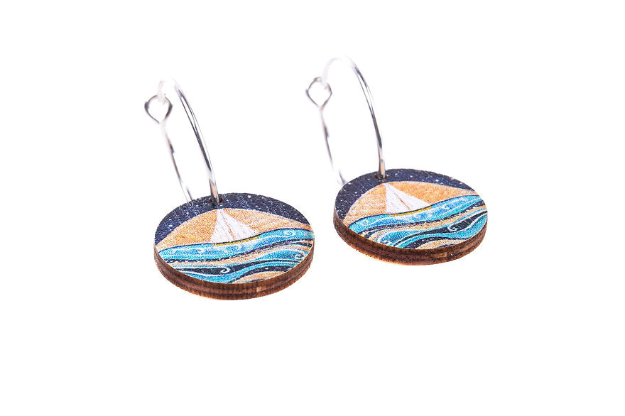 Star Sailing ~ Wood & Sterling Silver ~ Earrings