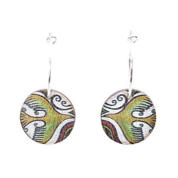 Ochre Flight Path ~ Wood & Sterling Silver ~ Earrings