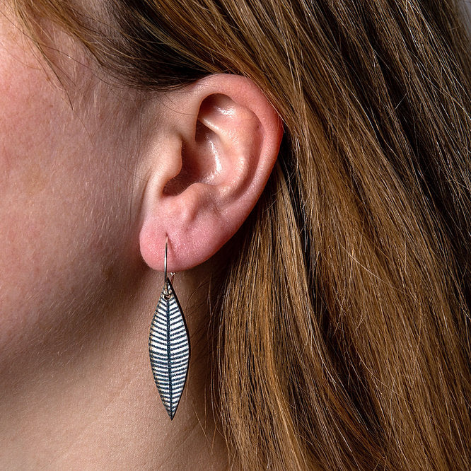 Leaf Drop ~ Wood & Sterling Silver ~ Earrings