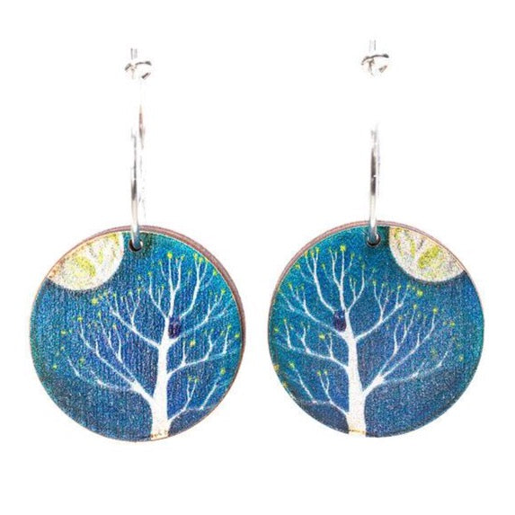 Night Owl ~ Wood & Sterling Silver ~ Earrings
