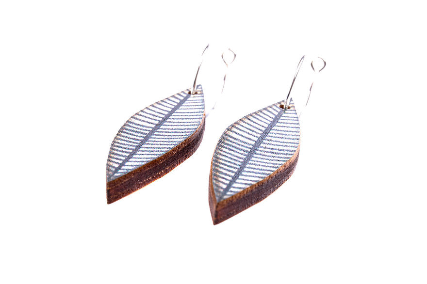 Leaf Drop ~ Wood & Sterling Silver ~ Earrings