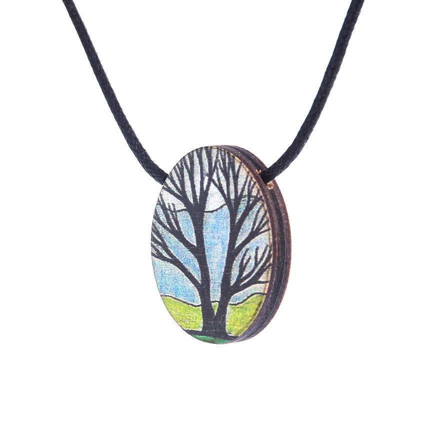 Field Tree ~ Cord & Sterling Silver Clasp ~ Pendant