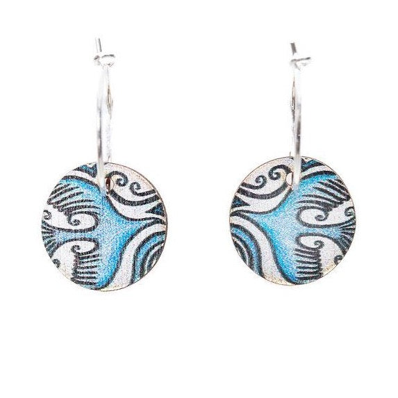Flight Path Blue  ~ Wood & Sterling Silver ~ Earrings