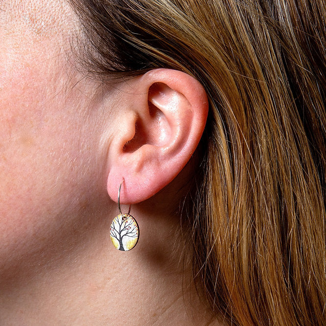 Ochre Trees ~ Wood & Sterling Silver ~ Earrings