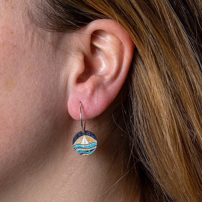 Star Sailing ~ Wood & Sterling Silver ~ Earrings