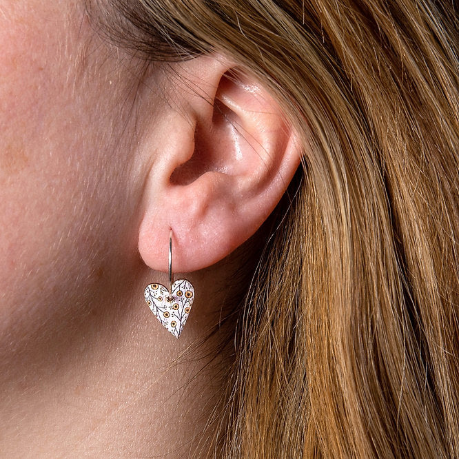 Heart Bloom ~ Wood & Sterling Silver ~ Earrings