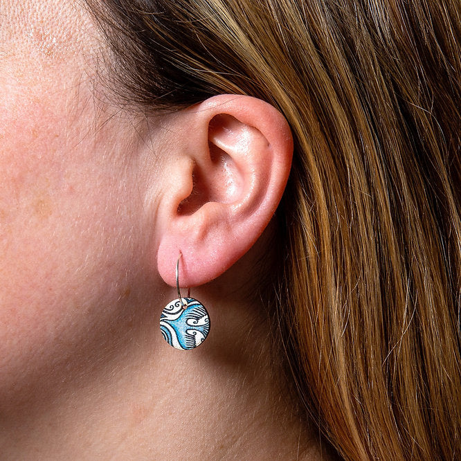 Flight Path Blue  ~ Wood & Sterling Silver ~ Earrings