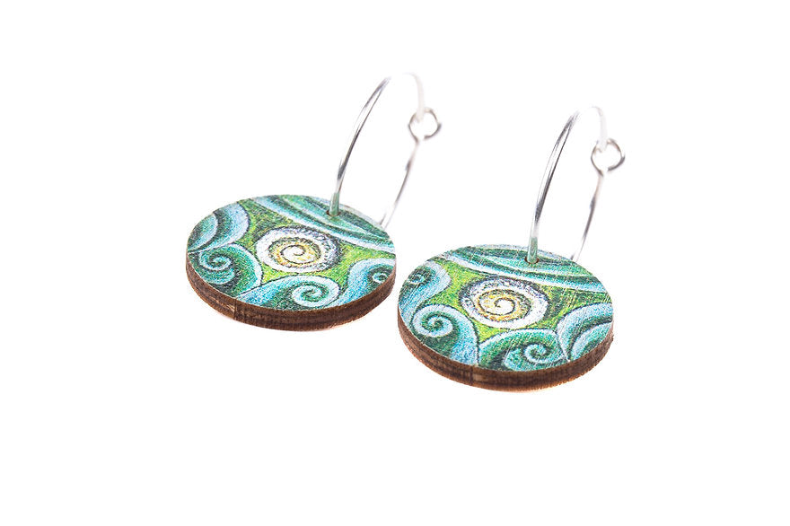 Hidden Treasure Shell  ~ Wood & Sterling Silver ~ Earrings