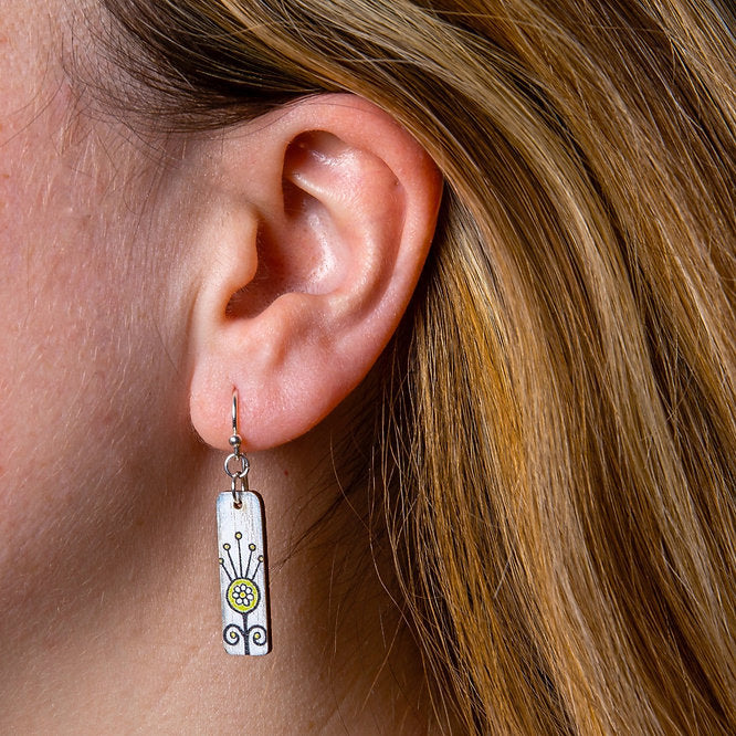Thistle Drop  ~ Wood & Sterling Silver ~ Earrings