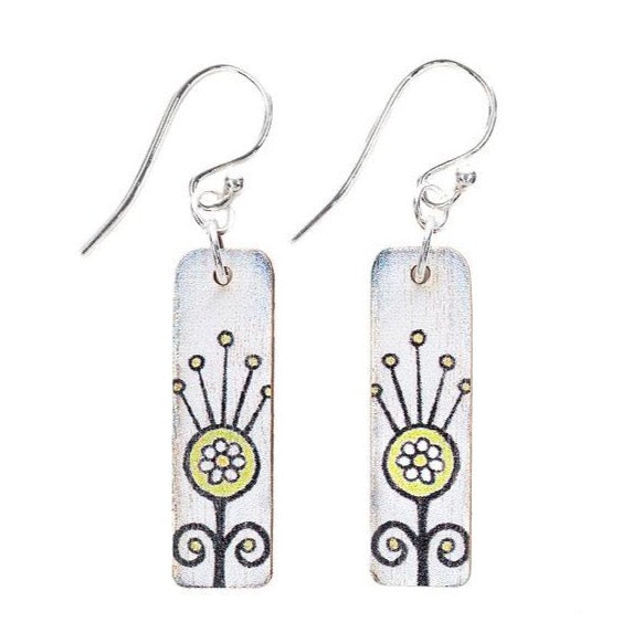 Thistle Drop  ~ Wood & Sterling Silver ~ Earrings