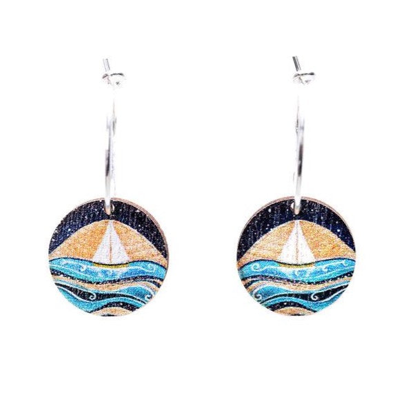 Star Sailing ~ Wood & Sterling Silver ~ Earrings