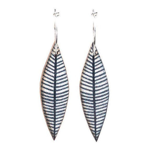 Leaf Drop ~ Wood & Sterling Silver ~ Earrings