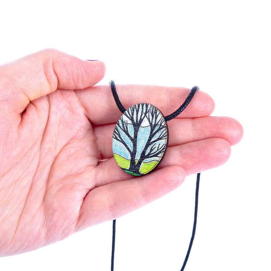 Field Tree ~ Cord & Sterling Silver Clasp ~ Pendant