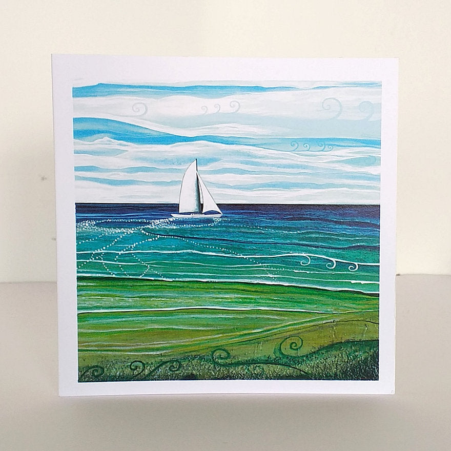 In The Wake ~ Sail Boat Greeting Card