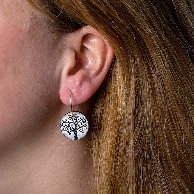 Tree Of Life Large ~ Wood & Sterling Silver ~ Earrings