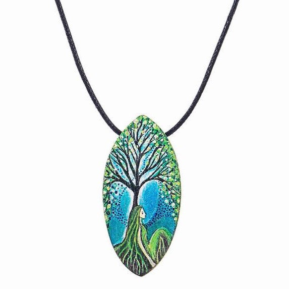 Green Earth Goddess ~ Cord & Sterling Silver Clasp ~ Pendant