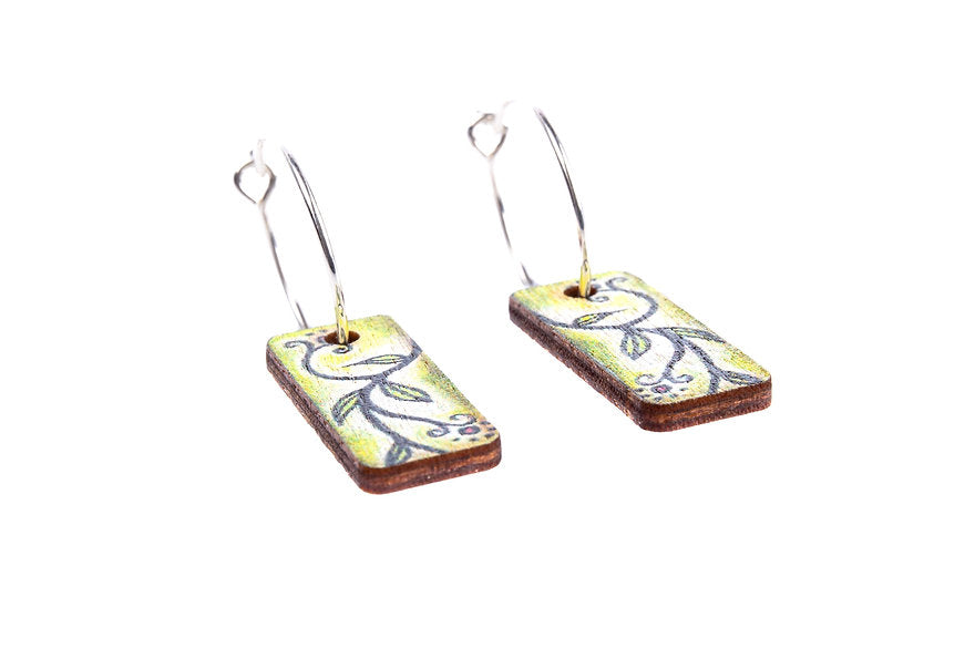 Vine Leaf ~ Wood & Sterling Silver ~ Earrings