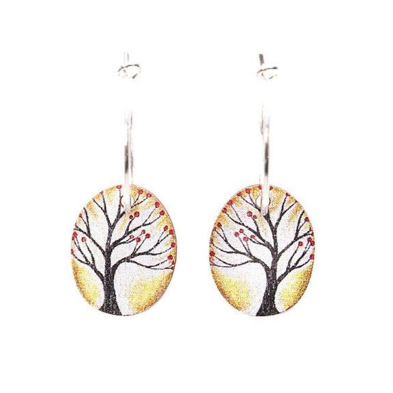 Ochre Trees ~ Wood & Sterling Silver ~ Earrings