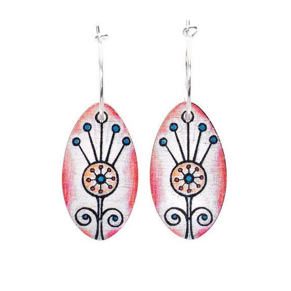 Rust Thistle ~ Wood & Sterling Silver ~ Earrings