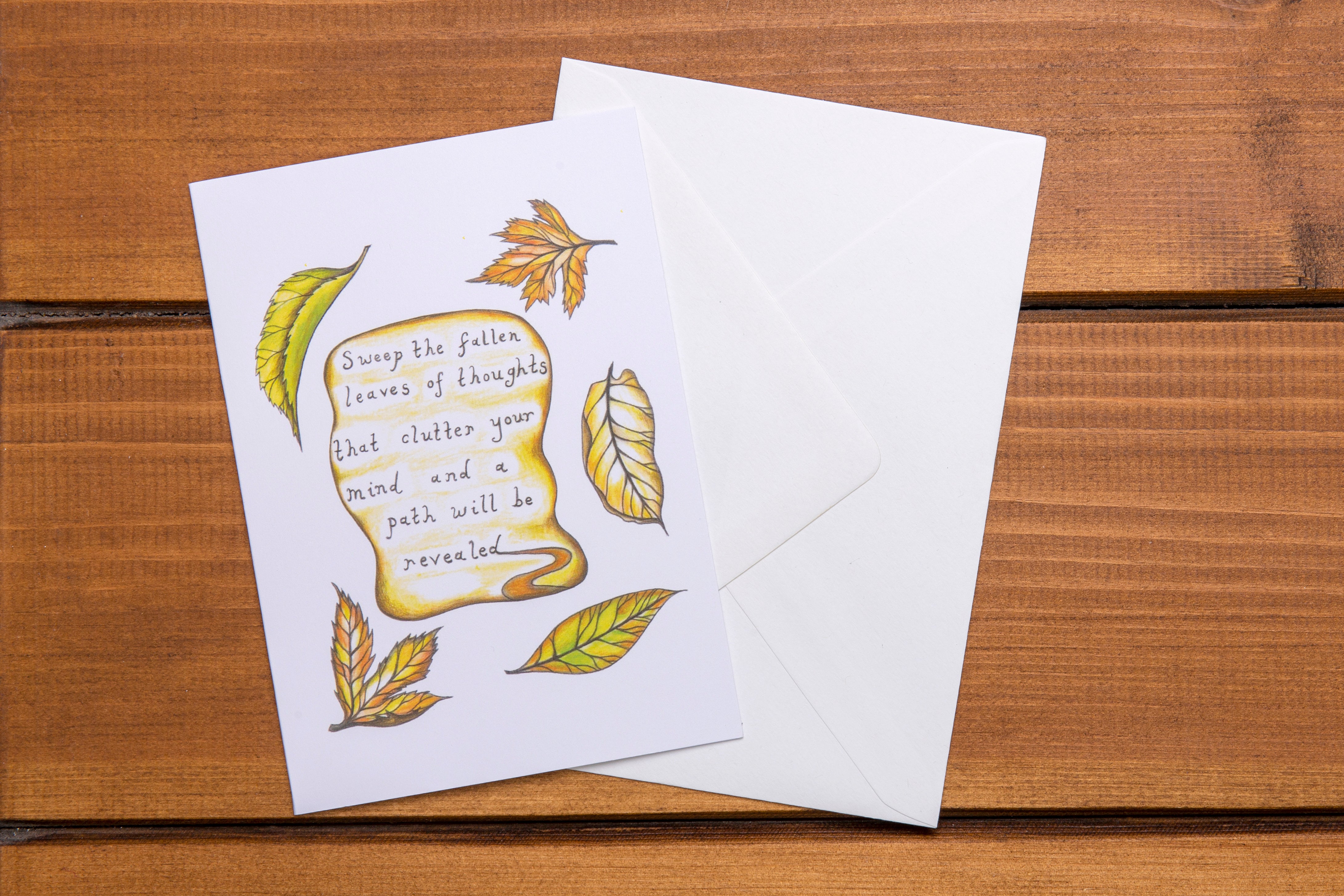 Fallen Leaves ~ Mindfulness Quote ~ Greeting Card