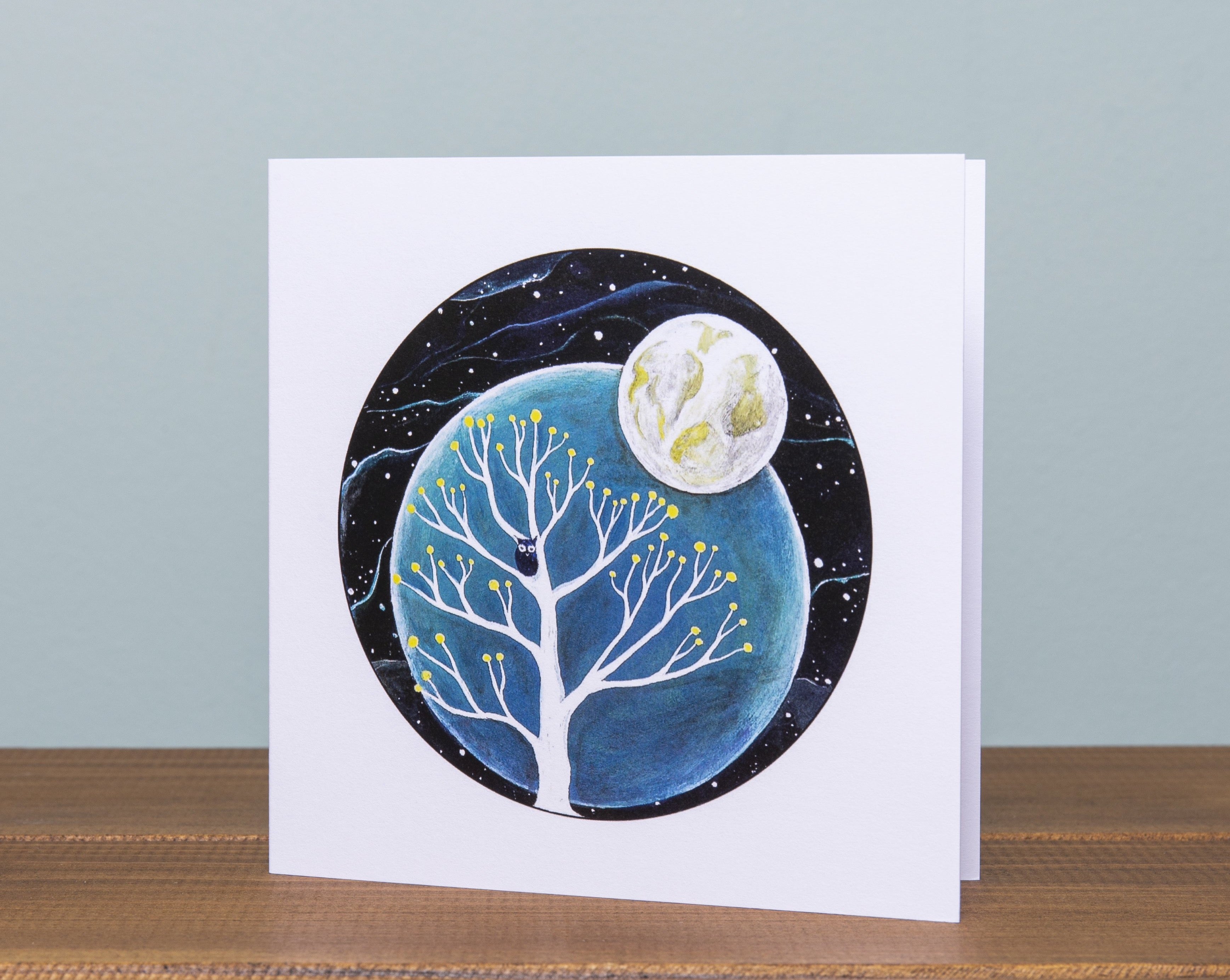 Night Owl ~ Square Greeting Card