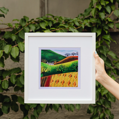 Square framed print of Across Blanket Fields, Northern Ireland Artist Hannah Dorman