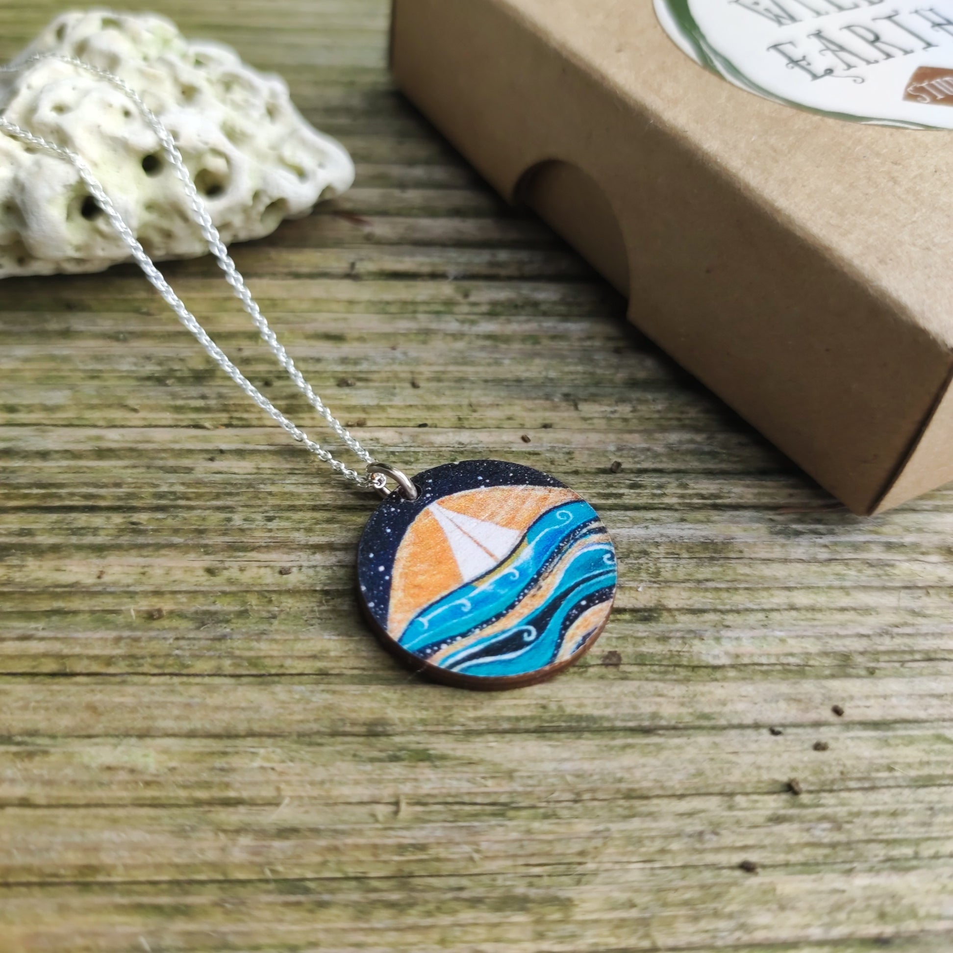 Star Sailing ~ Wood & Sterling Silver Pendant