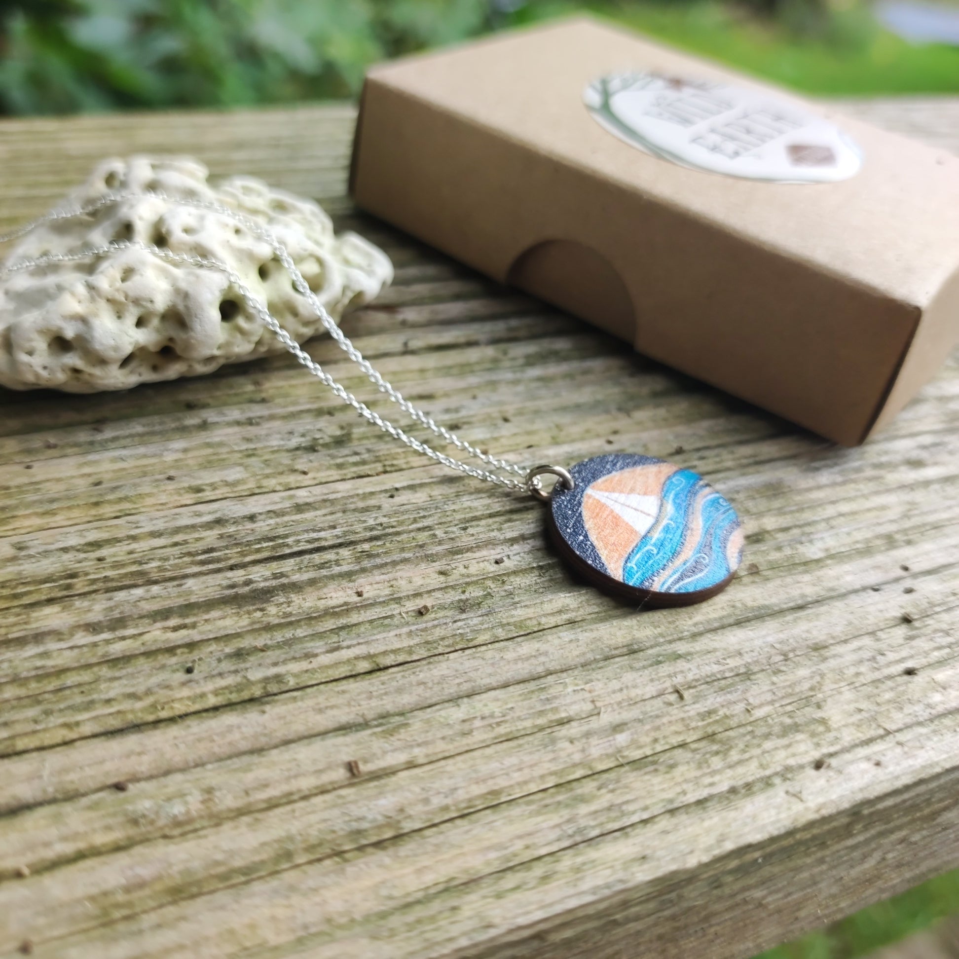 Star Sailing ~ Wood & Sterling Silver Pendant