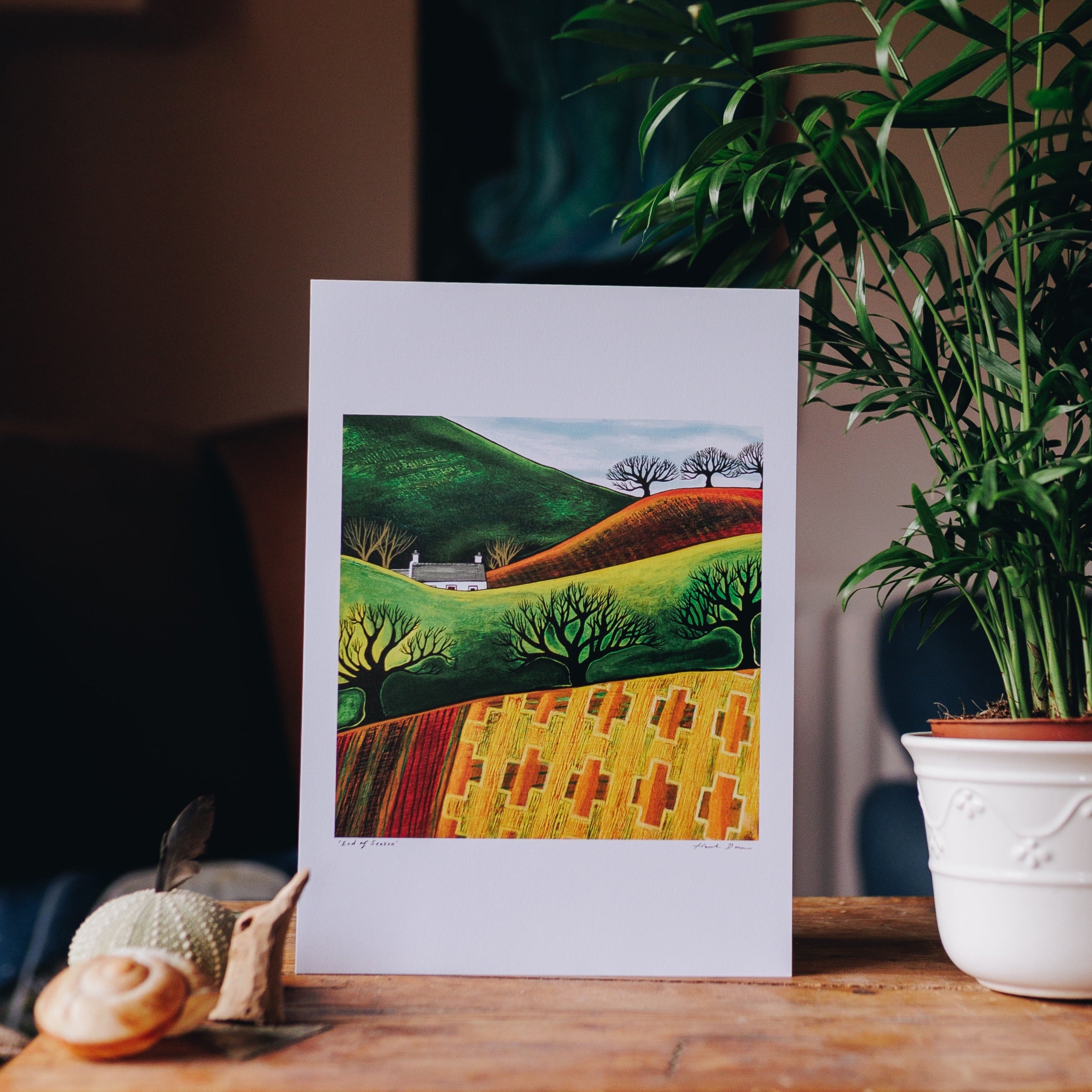 Across Blanket Fields Norther Ireland art print showing rolling drumlins