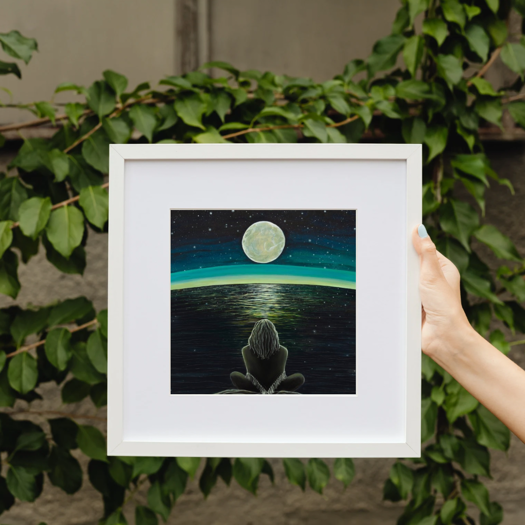 Moon Meditation Art Print ~ Calm Nature-Inspired Wall Art