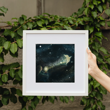 Artwork in memory of a friend, your light shines on, Donna Ashworth, wild Hope, in memory of, light in the dark art print