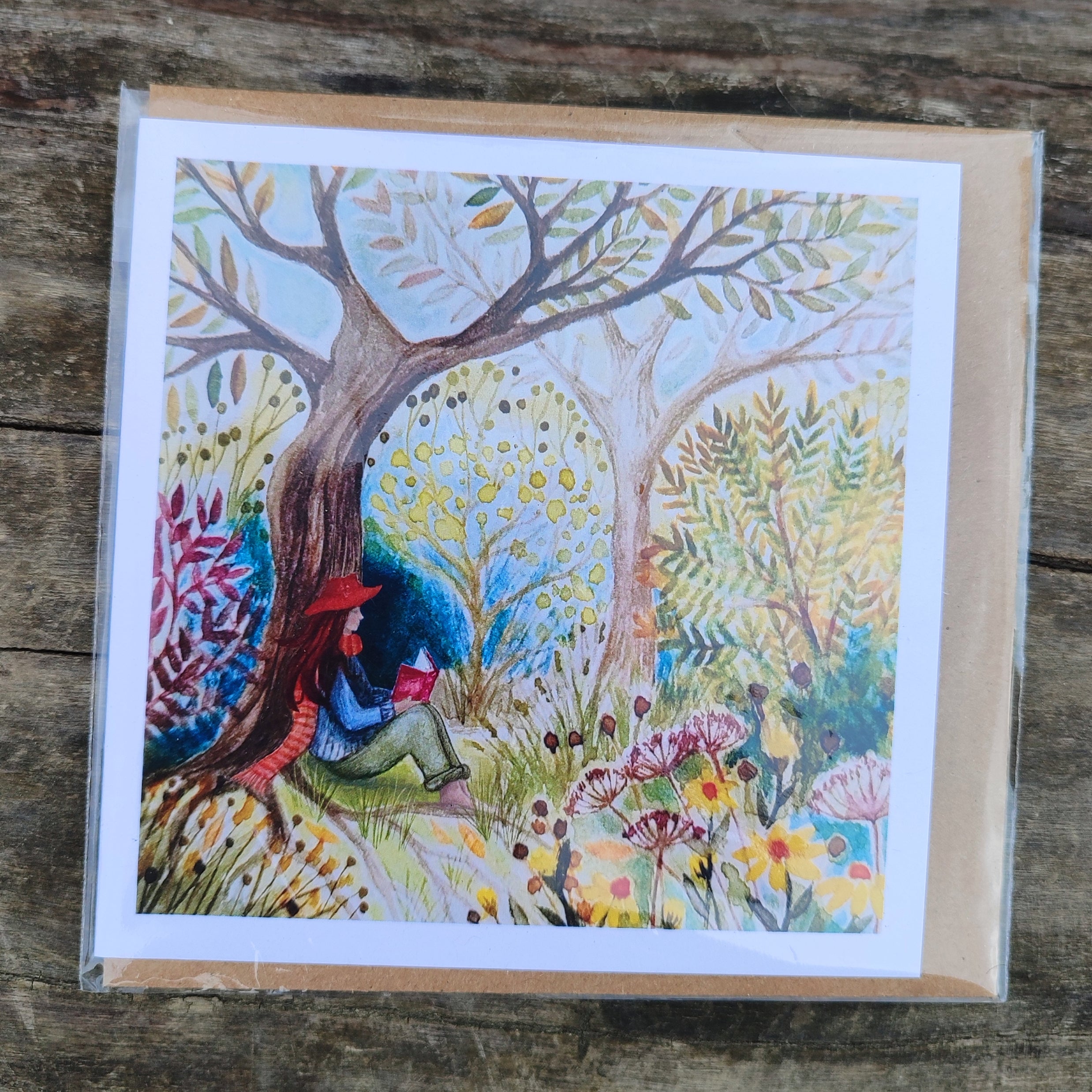 A Quiet Read art card, greeting card, slow living, mindful Artist, Northern Ireland, Hannah Dorman. Self-care, solitude, introvert gift
