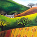 Across Blanket Fields rural Irish landscape, colourful artwork, drumlins