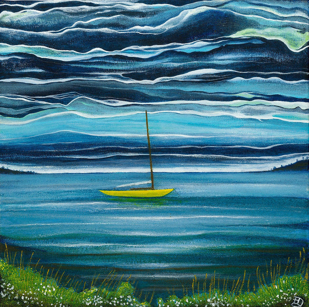 Yellow Boat on Strangford lough ~ Original Painting