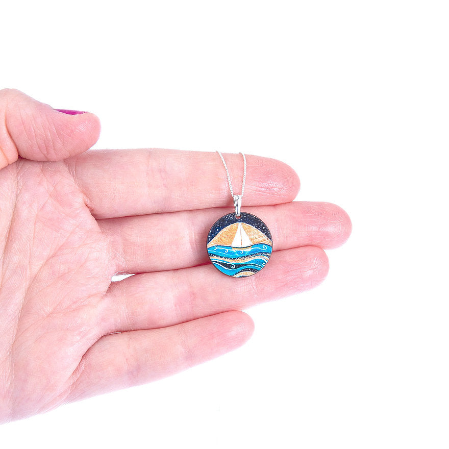 Star Sailing Small ~ Wood & Sterling Silver Chain ~ Pendant